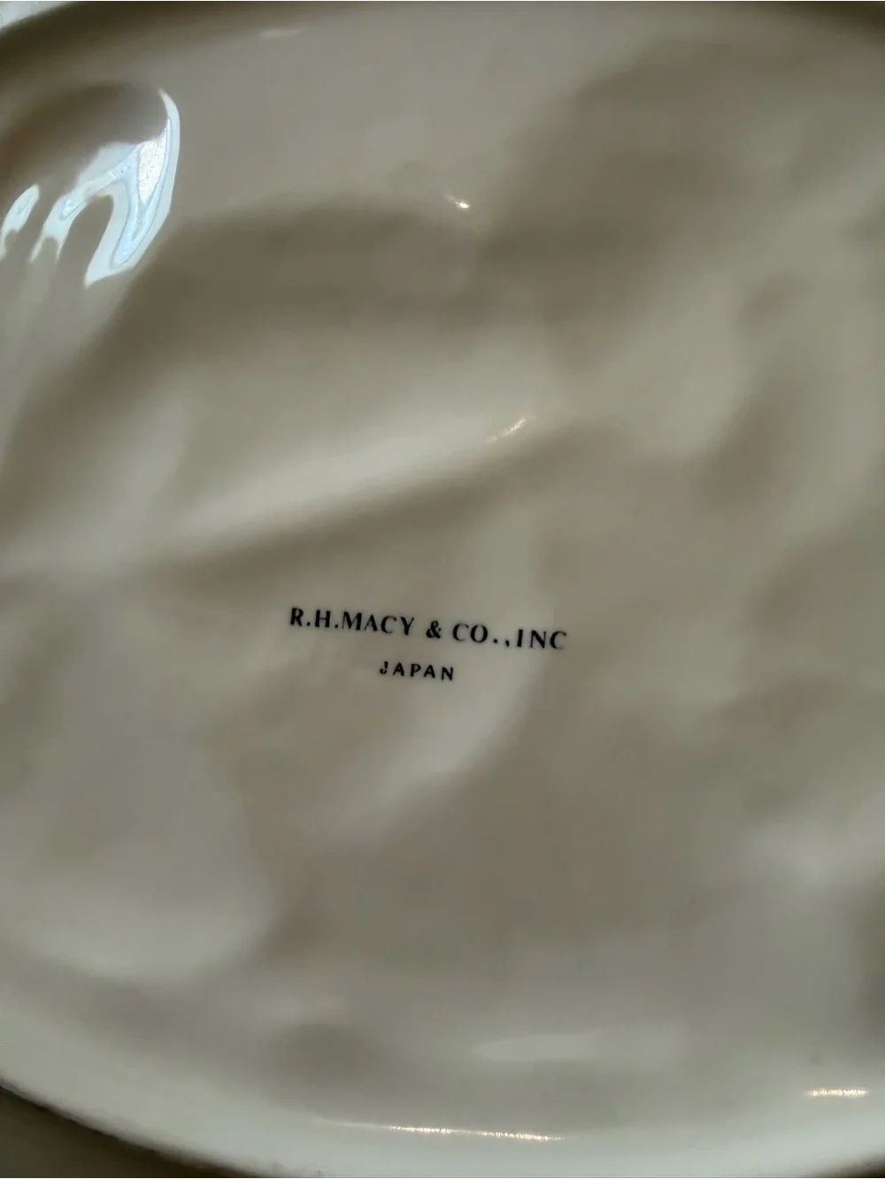 Vintage R.H. Macy & Co Turkey Platter Thanksgiving Holiday Japan White Ceramic
